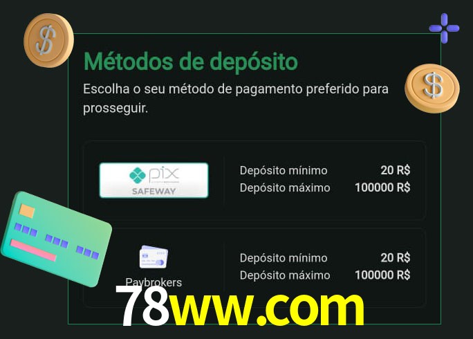 O cassino 78ww.com oferece uma grande variedade de métodos de pagamento